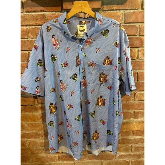 RSVLTS WWE Legends Randy Savage KUNUFLEX Macho Man Button Shirt Adult Size XXL - Picture 1 of 7